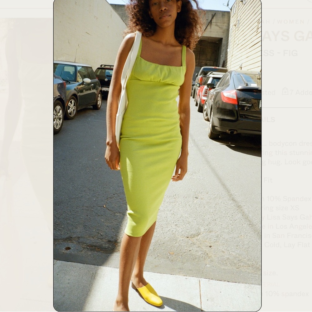 Lisa Says Gah Cassi Bodycon Dress in Fig / Lime Green, size small